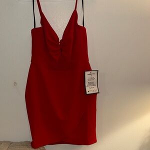 B Darlin Red Spaghetti Strap Bodycon Dress